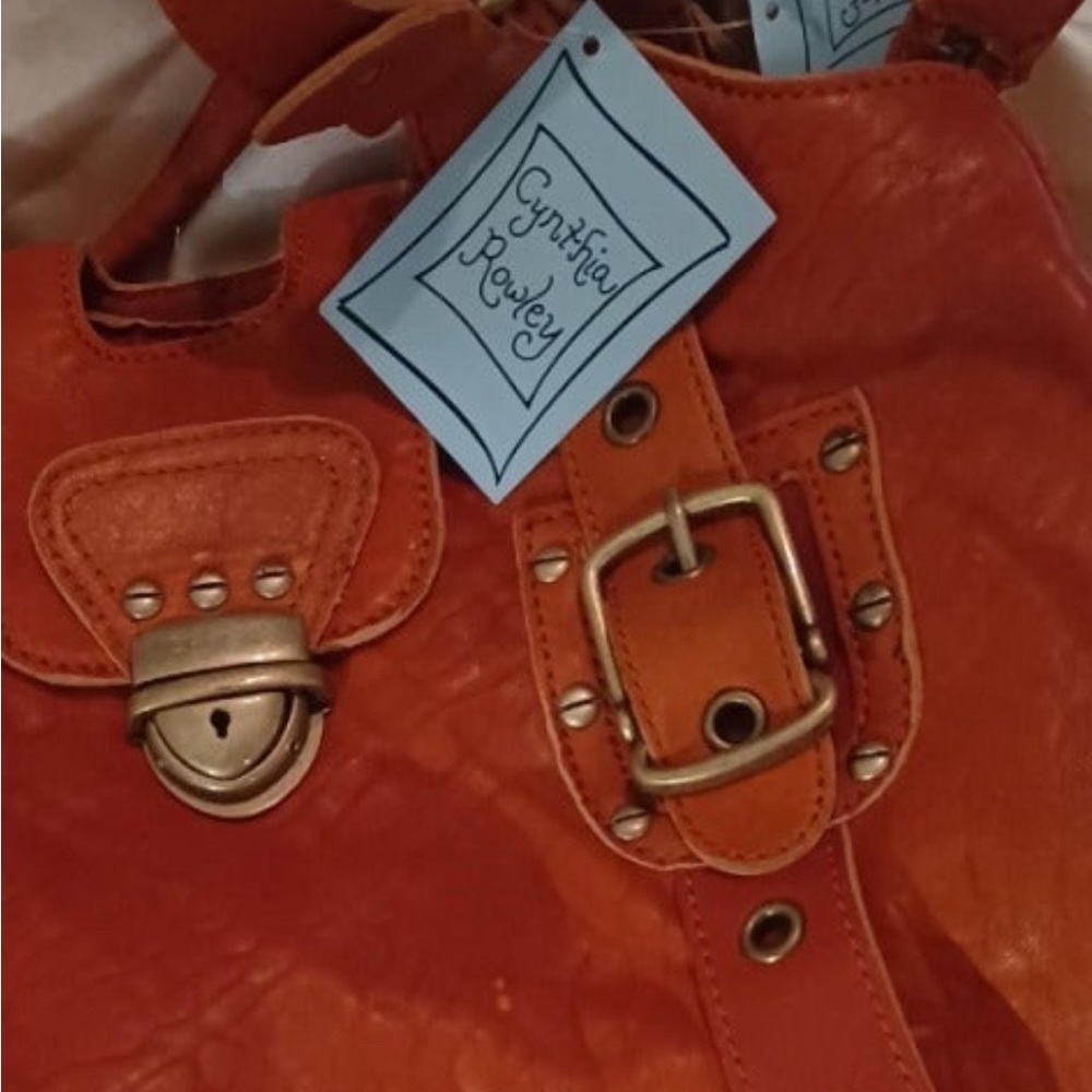 Cynthia Rowley RARE HTF Triple Compartment Leather Framed Satchel in Spice NWT!! - Picture 10 of 11